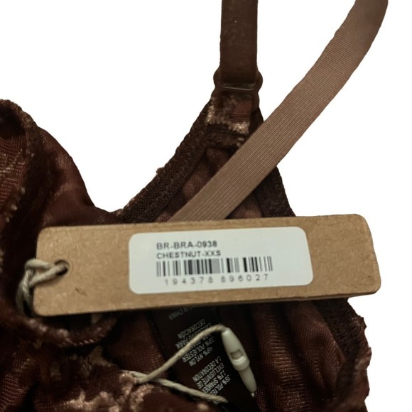 Skims XXS Logo Velvet Bralette Chestnut Brown NWT - Picture 3 of 3